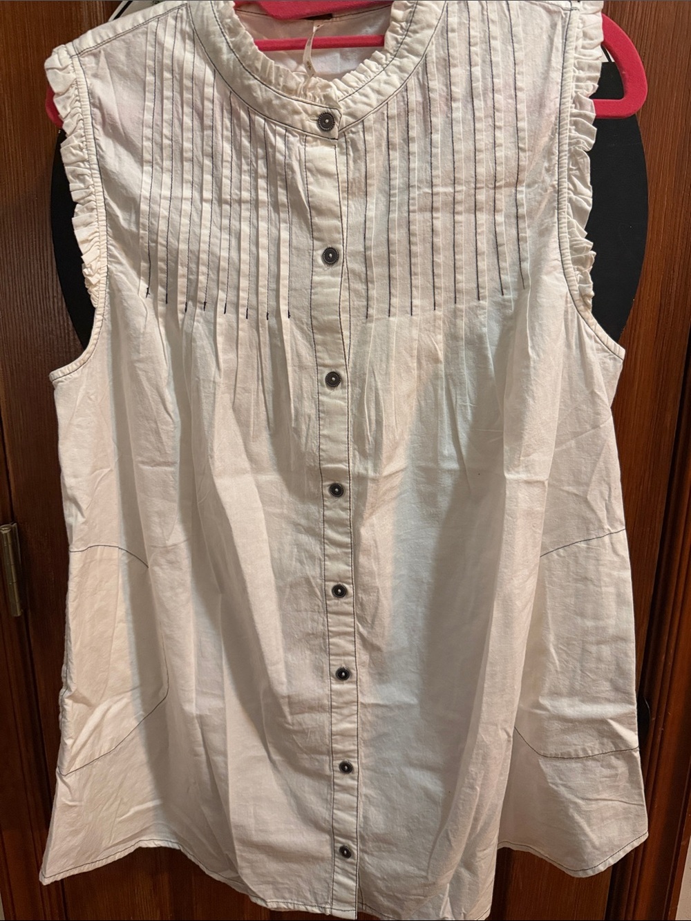 Free People White Pintuck Button-Front Mini Dress